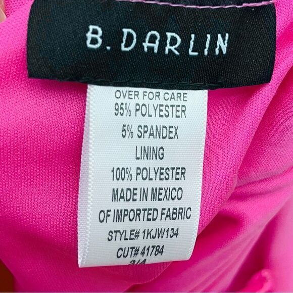 B. Darlin Pink Dress Pattern Sequin V-Neck Spaghetti Straps Maxi Gown 3-4 - Picture 16 of 16